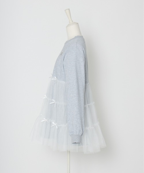 Lolime by mellfy memory(ロリミー バイ メルフィーメモリー)の「Tulle tiered sweat mini one piece(ワンピース・レディース・グレー/ホワイト/ピンク・FREE)」の11枚目の写真