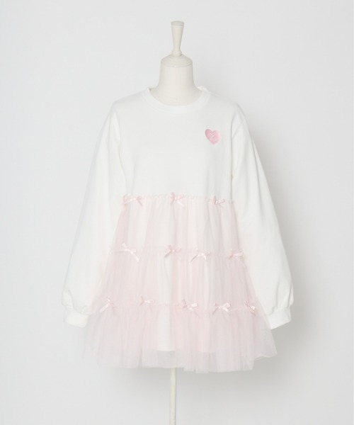 Lolime by mellfy memory(ロリミー バイ メルフィーメモリー)の「Tulle tiered sweat mini one piece(ワンピース・レディース・グレー/ホワイト/ピンク・FREE)」の17枚目の写真