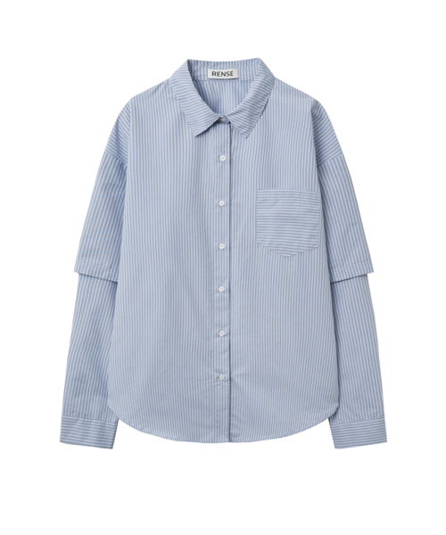 RENSE（レンセ）の「Striped Layered Shirt Blue（シャツ/ブラウス・レディース・その他・OS）」の3枚目の写真
