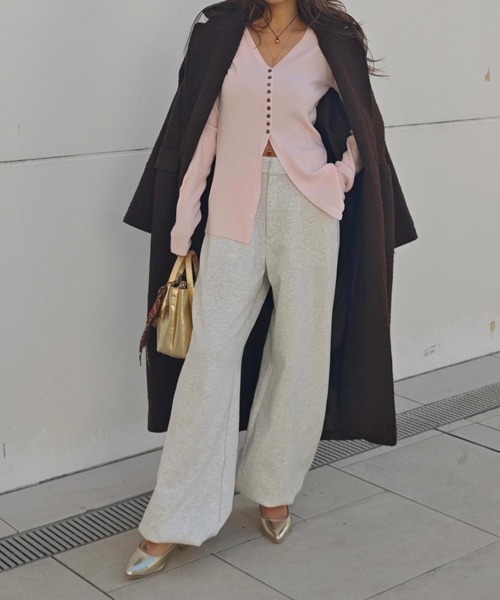 esutoreja(エストレジャ)の「2wayヘムワイドスリットパンツ(スウェットパンツ・レディース・グレー/ブラック/オートミール・FREE)」の12枚目の写真