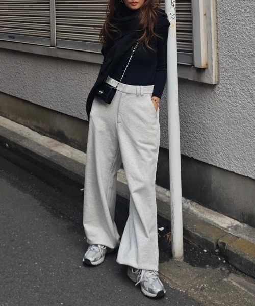 esutoreja(エストレジャ)の「2wayヘムワイドスリットパンツ(スウェットパンツ・レディース・グレー/ブラック/オートミール・FREE)」の13枚目の写真