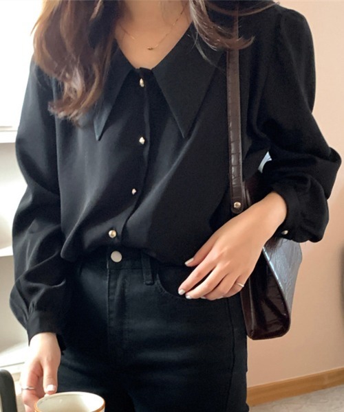 Flugge(フラッジー)の「襟付きボタンブラウス(シャツ/ブラウス・レディース・ホワイト/ブラック・LARGE/MEDIUM)」の4枚目の写真