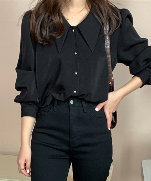 Flugge(フラッジー)の「襟付きボタンブラウス(シャツ/ブラウス・レディース・ホワイト/ブラック・LARGE/MEDIUM)」の5枚目の写真