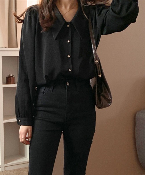 Flugge(フラッジー)の「襟付きボタンブラウス(シャツ/ブラウス・レディース・ホワイト/ブラック・LARGE/MEDIUM)」の7枚目の写真