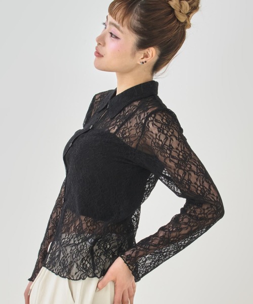 ANAP(アナップ)の「レース シャツ カーディガン(シャツ/ブラウス・レディース・ホワイト/ブラック・F)」の14枚目の写真