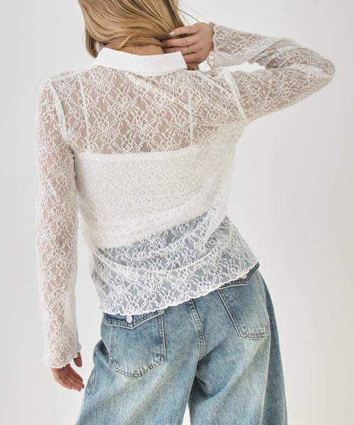 ANAP(アナップ)の「レース シャツ カーディガン(シャツ/ブラウス・レディース・ホワイト/ブラック・F)」の11枚目の写真