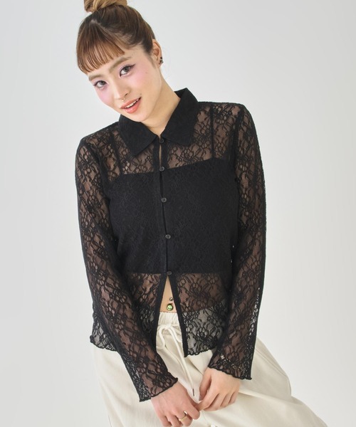 ANAP(アナップ)の「レース シャツ カーディガン(シャツ/ブラウス・レディース・ホワイト/ブラック・F)」の13枚目の写真