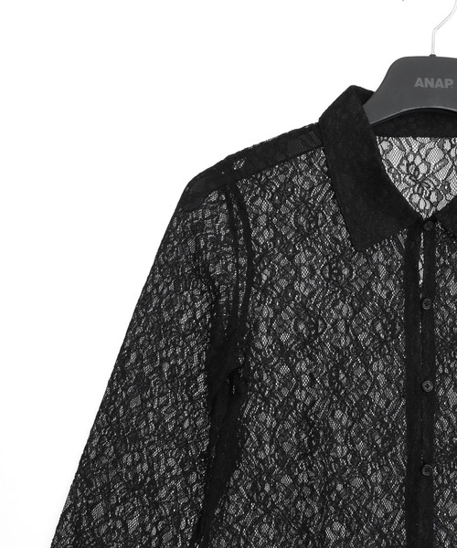 ANAP(アナップ)の「レース シャツ カーディガン(シャツ/ブラウス・レディース・ホワイト/ブラック・F)」の5枚目の写真