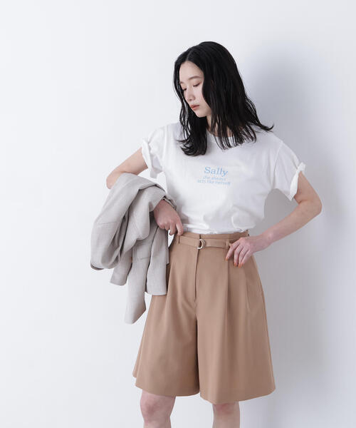 N.（N. Natural Beauty Basic）（エヌエヌナチュラルビューティーベーシック）の「ベルテッドショートパンツ（その他パンツ・レディース・ベージュ/チャコールグレー・ﾌﾘ-）」の4枚目の写真