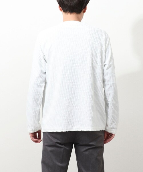 NOLLEY'S LIGHT（ノーリーズライト）の「ウェーブ柄ジャガード　ダブルネック　ロンＴ（Tシャツ/カットソー・メンズ・オフホワイト/キャメル・L/M）」の5枚目の写真