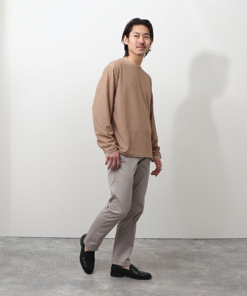 NOLLEY'S LIGHT（ノーリーズライト）の「ウェーブ柄ジャガード　ダブルネック　ロンＴ（Tシャツ/カットソー・メンズ・オフホワイト/キャメル・L/M）」の17枚目の写真