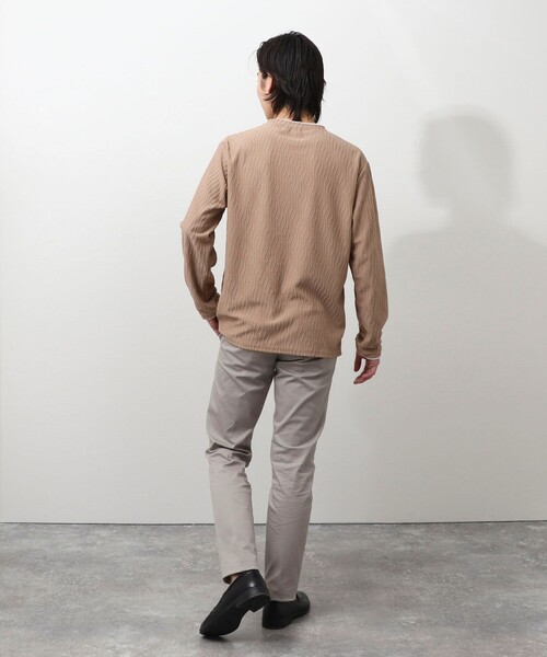 NOLLEY'S LIGHT（ノーリーズライト）の「ウェーブ柄ジャガード　ダブルネック　ロンＴ（Tシャツ/カットソー・メンズ・オフホワイト/キャメル・L/M）」の18枚目の写真