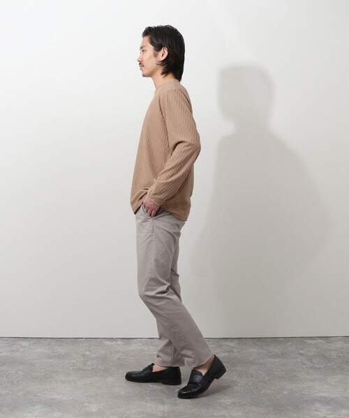 NOLLEY'S LIGHT（ノーリーズライト）の「ウェーブ柄ジャガード　ダブルネック　ロンＴ（Tシャツ/カットソー・メンズ・オフホワイト/キャメル・L/M）」の19枚目の写真