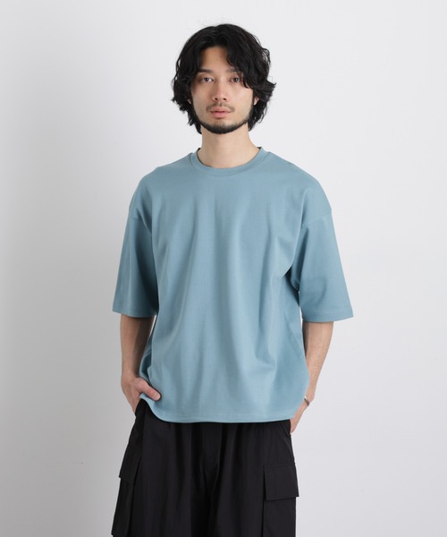 NANO universe(ナノユニバース)の「ワイドダンボール Tシャツ 半袖(Tシャツ/カットソー・メンズ・オレンジ/ホワイト/ブルーグリーン/ブラック・L/M/S)」の1枚目の写真