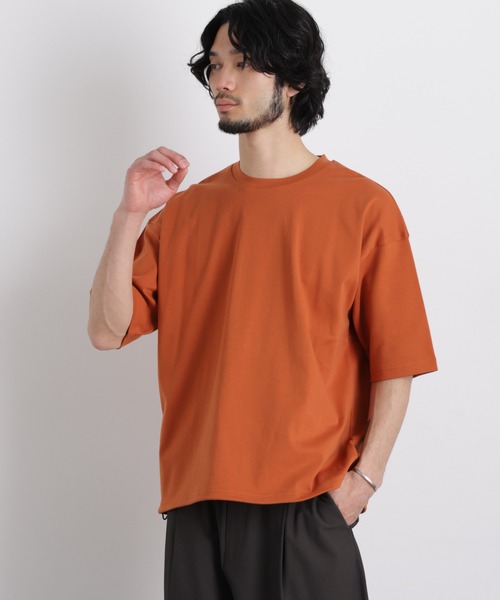 NANO universe(ナノユニバース)の「ワイドダンボール Tシャツ 半袖(Tシャツ/カットソー・メンズ・オレンジ/ホワイト/ブルーグリーン/ブラック・L/M/S)」の4枚目の写真