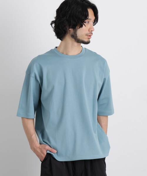 NANO universe(ナノユニバース)の「ワイドダンボール Tシャツ 半袖(Tシャツ/カットソー・メンズ・オレンジ/ホワイト/ブルーグリーン/ブラック・L/M/S)」の5枚目の写真