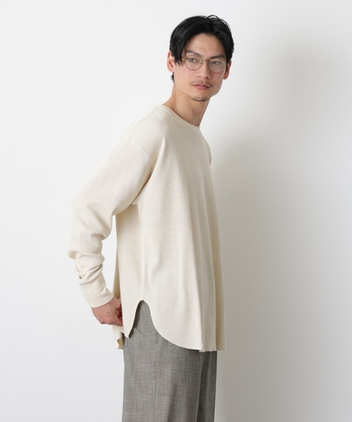 NANO universe(ナノユニバース)の「ミニワッフルクルーネックTシャツ 長袖(Tシャツ/カットソー・メンズ・ホワイト/ブラック/アイボリー・L/M)」の8枚目の写真