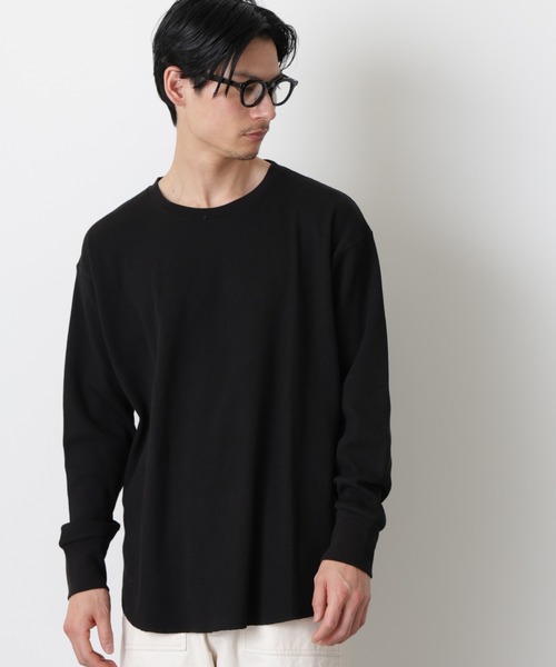 NANO universe(ナノユニバース)の「ミニワッフルクルーネックTシャツ 長袖(Tシャツ/カットソー・メンズ・ホワイト/ブラック/アイボリー・L/M)」の14枚目の写真
