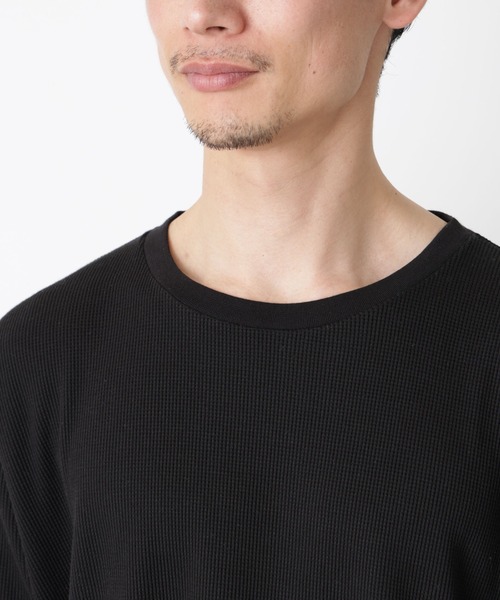 NANO universe(ナノユニバース)の「ミニワッフルクルーネックTシャツ 長袖(Tシャツ/カットソー・メンズ・ホワイト/ブラック/アイボリー・L/M)」の19枚目の写真