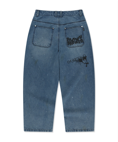 BROWNBREATH（ブラウンブレス）の「GRAFFITI PRINT DENIM PANTS - BLUE（デニムパンツ・レディース・その他・SMALL/MEDIUM/LARGE/X-LARGE）」の2枚目の写真