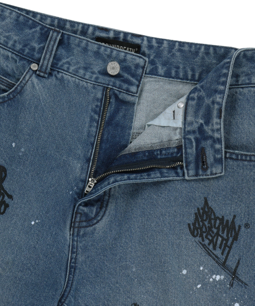 BROWNBREATH（ブラウンブレス）の「GRAFFITI PRINT DENIM PANTS - BLUE（デニムパンツ・レディース・その他・SMALL/MEDIUM/LARGE/X-LARGE）」の3枚目の写真