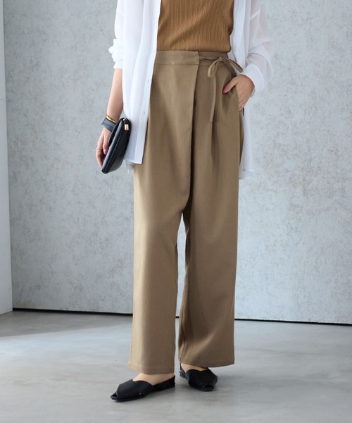 alotta(アロッタ)の「ラップリボンスラックス(その他パンツ・レディース・ベージュ/グレー系その他/ブラック・M/L/LL)」の1枚目の写真