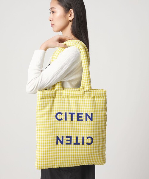 CITEN(シテン)の「<CITEN>パデッドギンガムトート(トートバッグ・レディース・ブラック/ケリーグリーン/イエロー・FREE)」の3枚目の写真