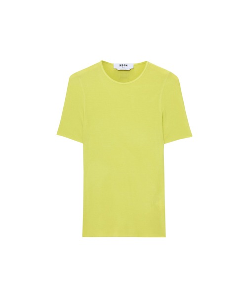 MSGM（エムエスジーエム）の「ライトジャージー リブショートスリーブトップ（Tシャツ/カットソー・レディース・ローズ/ライム・M）」の2枚目の写真
