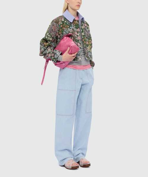 MSGM（エムエスジーエム）の「ライトジャージー リブショートスリーブトップ（Tシャツ/カットソー・レディース・ローズ/ライム・M）」の5枚目の写真