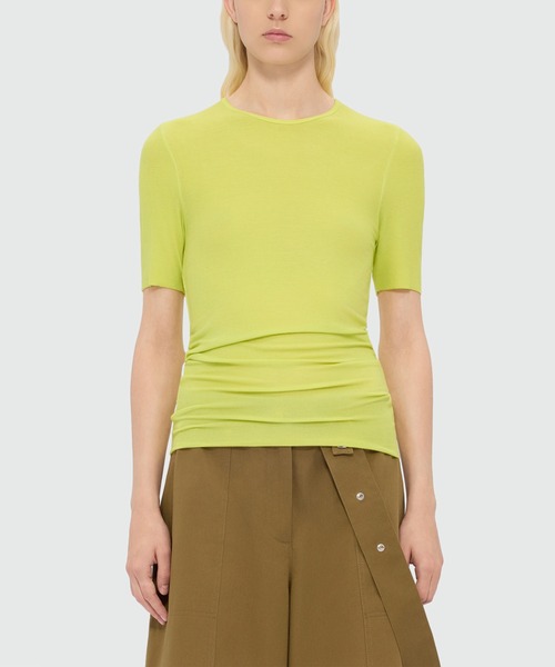 MSGM（エムエスジーエム）の「ライトジャージー リブショートスリーブトップ（Tシャツ/カットソー・レディース・ローズ/ライム・M）」の7枚目の写真