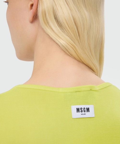 MSGM（エムエスジーエム）の「ライトジャージー リブショートスリーブトップ（Tシャツ/カットソー・レディース・ローズ/ライム・M）」の10枚目の写真