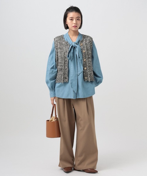 BAYFLOW（ベイフロー）の「ツイードライクニットベスト（ベスト・レディース・ブラック/オレンジ・FREE）」の3枚目の写真