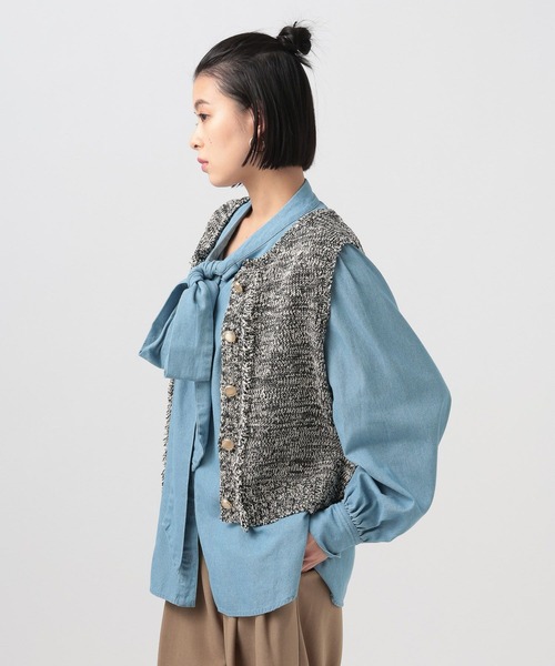 BAYFLOW（ベイフロー）の「ツイードライクニットベスト（ベスト・レディース・ブラック/オレンジ・FREE）」の8枚目の写真