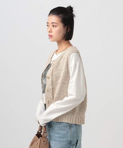 BAYFLOW（ベイフロー）の「ツイードライクニットベスト（ベスト・レディース・ブラック/オレンジ・FREE）」の13枚目の写真