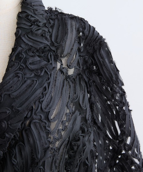 Callarus（カラルス）の「＜単品＞テープ刺繍チュールダブルテーラードジャケット〔Callarus〕（テーラードジャケット・レディース・アイボリー/ブラック・M/L/LL/3L）」の9枚目の写真