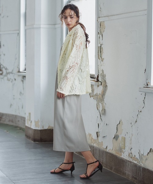 Callarus（カラルス）の「＜単品＞テープ刺繍チュールダブルテーラードジャケット〔Callarus〕（テーラードジャケット・レディース・アイボリー/ブラック・M/L/LL/3L）」の22枚目の写真