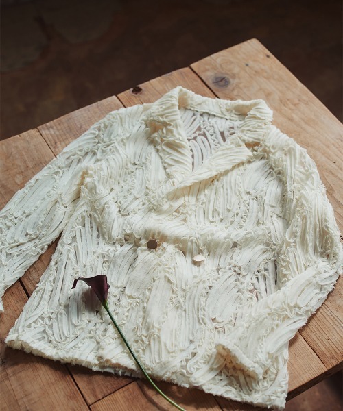 Callarus（カラルス）の「＜単品＞テープ刺繍チュールダブルテーラードジャケット〔Callarus〕（テーラードジャケット・レディース・アイボリー/ブラック・M/L/LL/3L）」の6枚目の写真