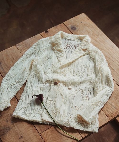 Callarus（カラルス）の「＜単品＞テープ刺繍チュールダブルテーラードジャケット〔Callarus〕（テーラードジャケット・レディース・アイボリー/ブラック・M/L/LL/3L）」の7枚目の写真