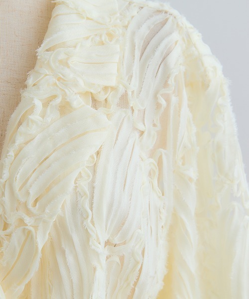 Callarus（カラルス）の「＜単品＞テープ刺繍チュールダブルテーラードジャケット〔Callarus〕（テーラードジャケット・レディース・アイボリー/ブラック・M/L/LL/3L）」の11枚目の写真