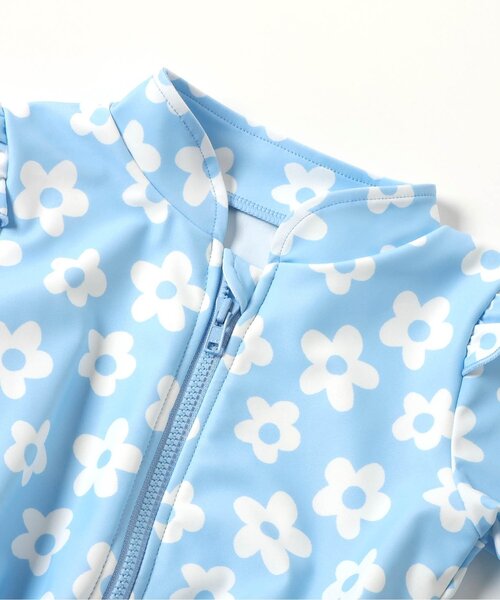 BREEZE（ブリーズ）の「【UVカット】総柄 長袖ワンピース水着（水着・キッズ・サックスブルー/オフホワイト・80/90/100/110/120/130/140）」の9枚目の写真