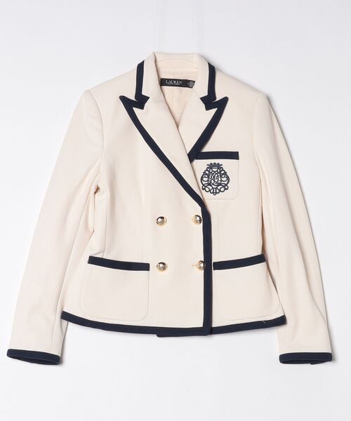 LAUREN RALPH LAUREN(ローレン ラルフ ローレン)の「ツートーン ダブルブレステッド ピケ ブレザー(テーラードジャケット・レディース・ナチュラル・4/6/2/0)」の2枚目の写真