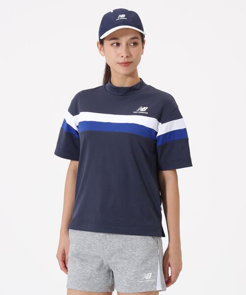 New Balance Golf(ニューバランスゴルフ)の「H/SLEEVE MOCK NECK PULLOVER(Tシャツ/カットソー・レディース・ホワイト/ネイビー/ブルー系その他2・MEDIUM/LARGE/SMALL)」の1枚目の写真