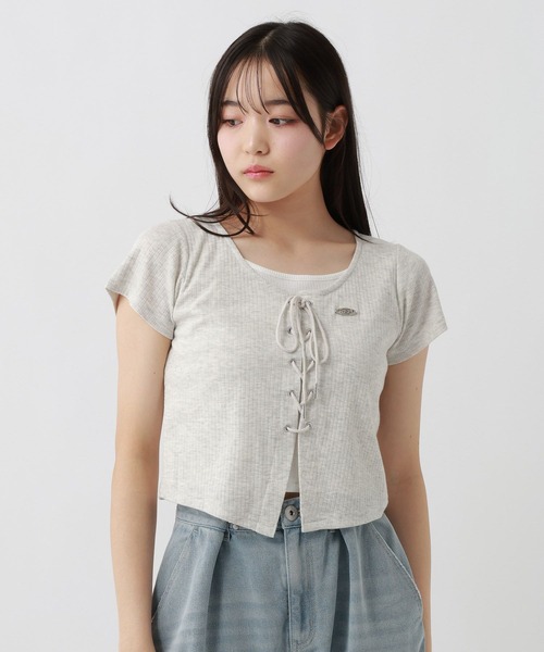 repipi armario(レピピ アルマリオ)の「レースアップTシャツ(Tシャツ/カットソー・キッズ・ブラック/オフホワイト/グレー・SMALL/MEDIUM/LARGE)」の3枚目の写真