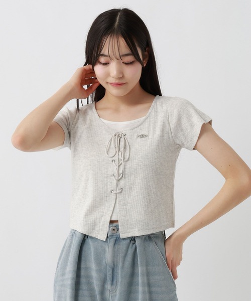 repipi armario(レピピ アルマリオ)の「レースアップTシャツ(Tシャツ/カットソー・キッズ・ブラック/オフホワイト/グレー・SMALL/MEDIUM/LARGE)」の10枚目の写真