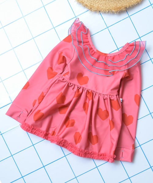 MARKEY'S(マーキーズ)の「【水着/UVカット】ビッグフリル長袖ワンピース(水着・キッズ・ピンク/ラベンダー・140/130/100/90/120/110)」の3枚目の写真