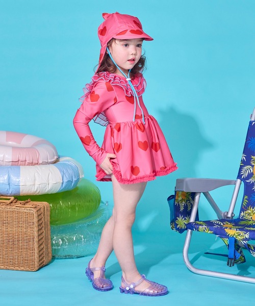 MARKEY'S(マーキーズ)の「【水着/UVカット】ビッグフリル長袖ワンピース(水着・キッズ・ピンク/ラベンダー・140/130/100/90/120/110)」の6枚目の写真