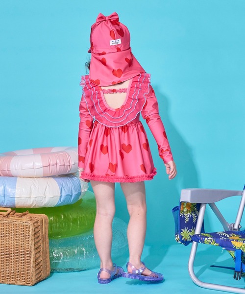 MARKEY'S(マーキーズ)の「【水着/UVカット】ビッグフリル長袖ワンピース(水着・キッズ・ピンク/ラベンダー・140/130/100/90/120/110)」の9枚目の写真