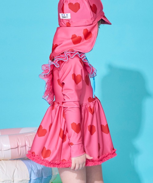 MARKEY'S(マーキーズ)の「【水着/UVカット】ビッグフリル長袖ワンピース(水着・キッズ・ピンク/ラベンダー・140/130/100/90/120/110)」の4枚目の写真
