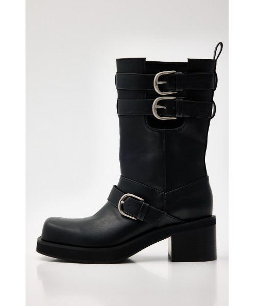 SLY(スライ)の「SIDE HOLE MIDDLE BOOTS サイドホールミドルブーツ 春服(ブーツ・レディース・ブラック・SMALL/MEDIUM/LARGE)」の2枚目の写真