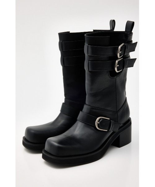 SLY(スライ)の「SIDE HOLE MIDDLE BOOTS サイドホールミドルブーツ 春服(ブーツ・レディース・ブラック・SMALL/MEDIUM/LARGE)」の3枚目の写真